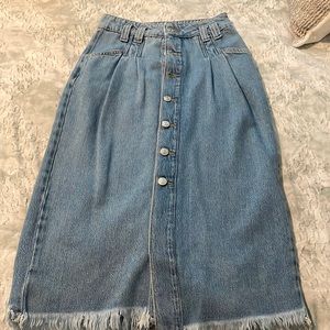 Free people denim button down midi skirt